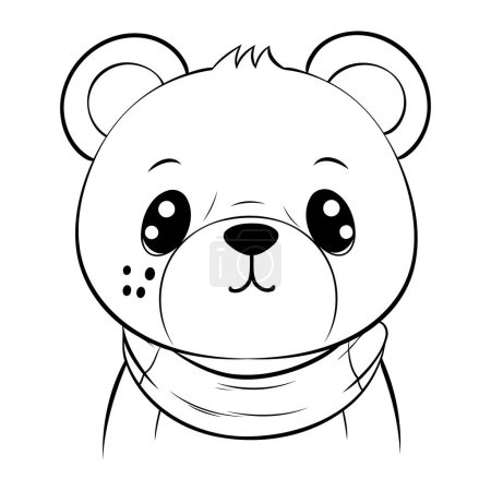 Téléchargez les illustrations : Beau dessin animé ours avec écharpe. Illustration vectorielle pour livre à colorier. - en licence libre de droit