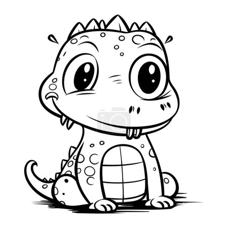 Illustration for Cute baby crocodile. Vector illustration for coloring book or page - Royalty Free Image
