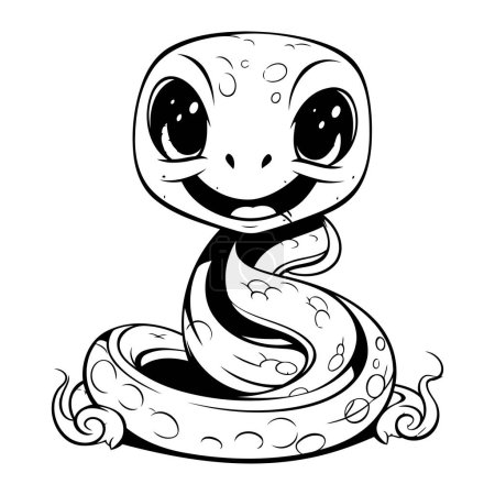 Ilustración de Linda serpiente de dibujos animados aislados sobre un fondo blanco. Ilustración vectorial. - Imagen libre de derechos