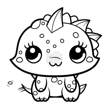 Illustration for Coloring Page Outline Of Cute Triceratops Dinosaur - Royalty Free Image