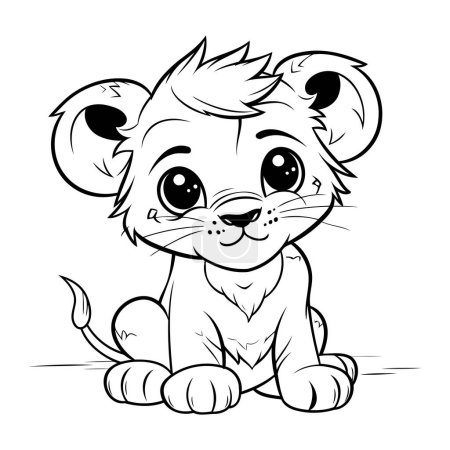 Illustration for Vector illustration of Cartoon cute baby lion. Coloring book for children. - Royalty Free Image