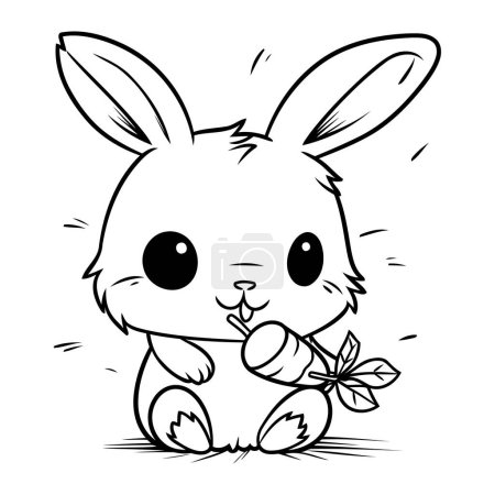 Illustration for Illustration of a Cute Little Bunny with a Carrot   Coloring Book - Royalty Free Image