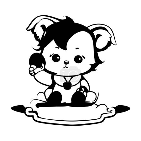 Illustration for Cute little chinese zodiac monkey cartoon vector illustration graphic design - Royalty Free Image