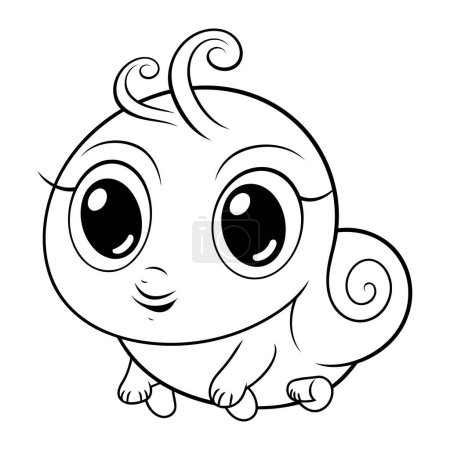 Illustration for Cute little baby. Black and white vector illustration for coloring book. - Royalty Free Image