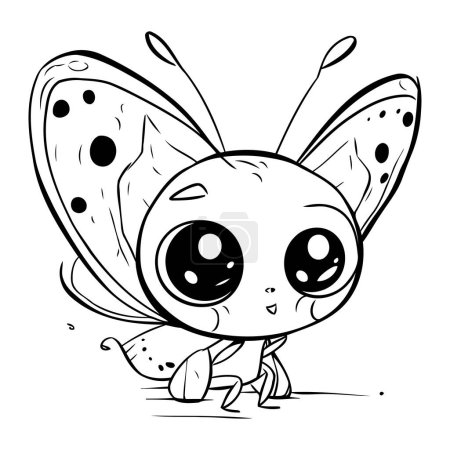Illustration for Butterfly   Black and White Cartoon Illustration. Coloring Book - Royalty Free Image