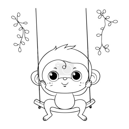 Illustration for Cute little monkey sitting on swing vector illustration design vector illustration design - Royalty Free Image