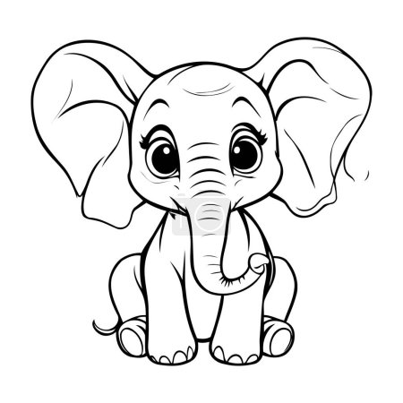 Téléchargez les illustrations : Éléphant de dessin animé mignon isolé sur un fond blanc. Illustration vectorielle
. - en licence libre de droit