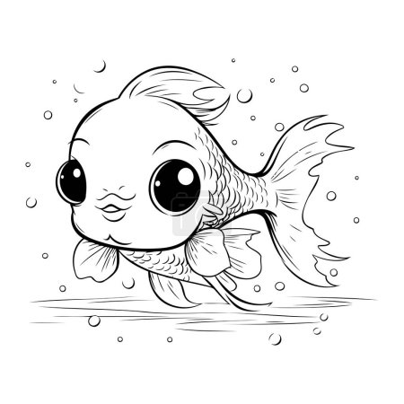 Illustration for Cute cartoon goldfish. Hand drawn vector illustration isolated on white background. - Royalty Free Image