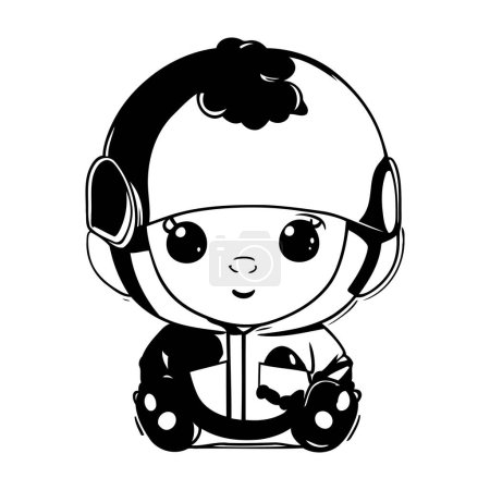 Illustration for Cute astronaut girl with helmet and spacesuit cartoon vector illustration graphic design - Royalty Free Image