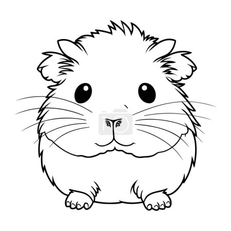Téléchargez les illustrations : C'est ça. Joli hamster de dessin animé. Illustration vectorielle noir et blanc. - en licence libre de droit