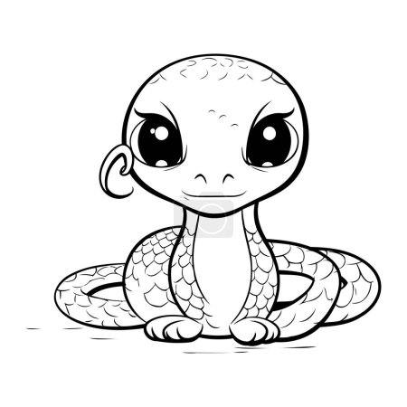 Téléchargez les illustrations : Joli bébé serpent. Illustration vectorielle de dessin animé. Livre à colorier pour enfants. - en licence libre de droit