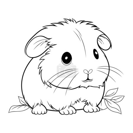 Illustration for Illustration of Cute Guinea Pig on White Background   Coloring Book - Royalty Free Image