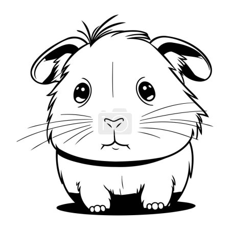 Illustration for Hamster black and white vector illustration. Cute cartoon hamster. - Royalty Free Image