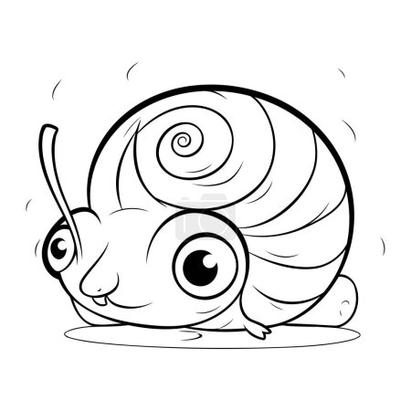 Illustration for Cartoon snail on white background. Vector illustration for coloring book. - Royalty Free Image