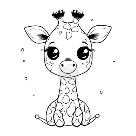 Téléchargez les illustrations : Jolie girafe. Livre à colorier pour enfants. Illustration vectorielle - en licence libre de droit