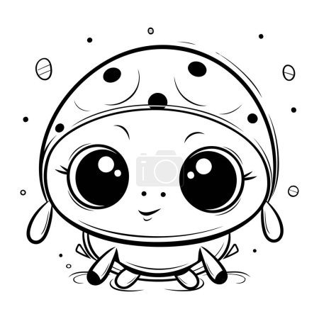 Illustration for Black and White Cartoon Illustration of Cute Ladybug Animal Character Coloring Book - Royalty Free Image