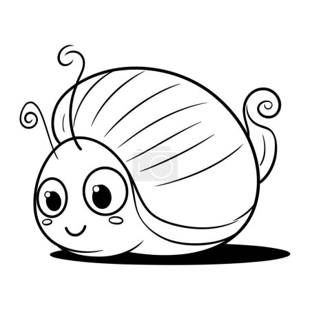 Téléchargez les illustrations : Escargot dessin animé mignon isolé sur fond blanc. Illustration vectorielle pour livre à colorier. - en licence libre de droit
