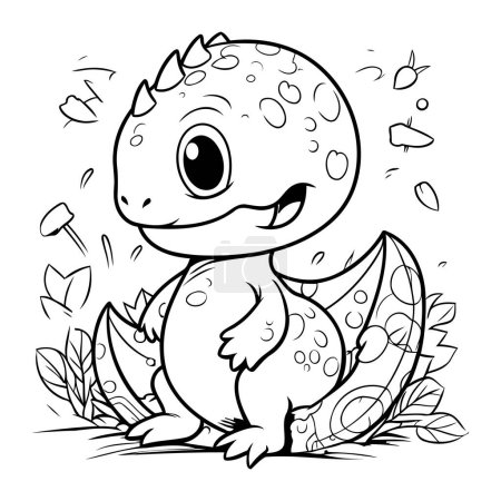 Illustration for Cute cartoon dinosaur. Vector illustration. Coloring book for children. - Royalty Free Image