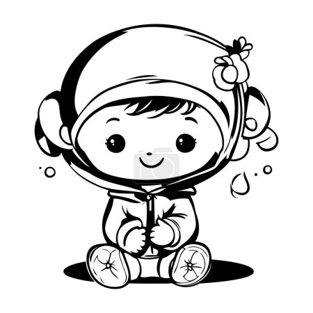 Illustration for Cute cartoon astronaut boy. Vector illustration for coloring book or page. - Royalty Free Image