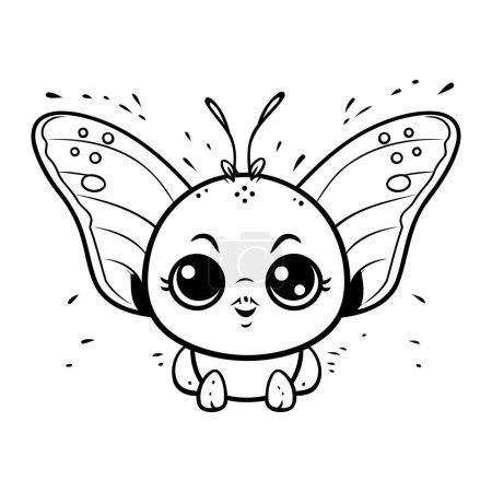 Illustration for Cute butterfly. Vector illustration in doodle style. Isolated on white background. - Royalty Free Image