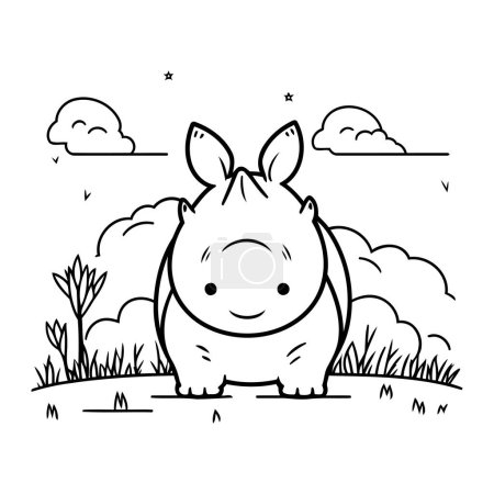 Photo for Cute little hippo in the field character vector illustration desing - Royalty Free Image