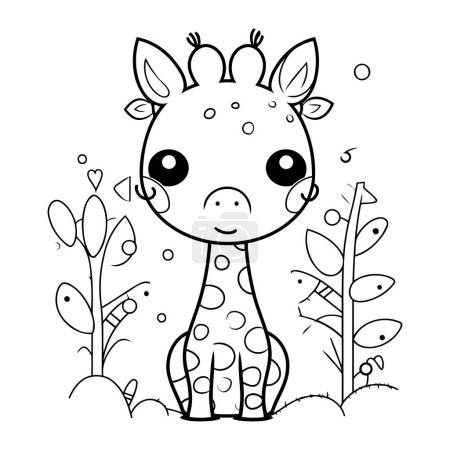 Illustration for Cute little giraffe baby in the field vector illustration graphic design - Royalty Free Image
