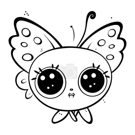 Ilustración de Mariposa linda con alas kawaii vector de dibujos animados ilustración diseño gráfico - Imagen libre de derechos