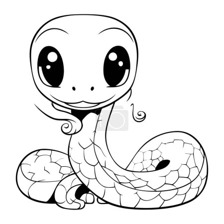 Téléchargez les illustrations : Mignon serpent de dessin animé. Livre à colorier pour enfants. Illustration vectorielle - en licence libre de droit