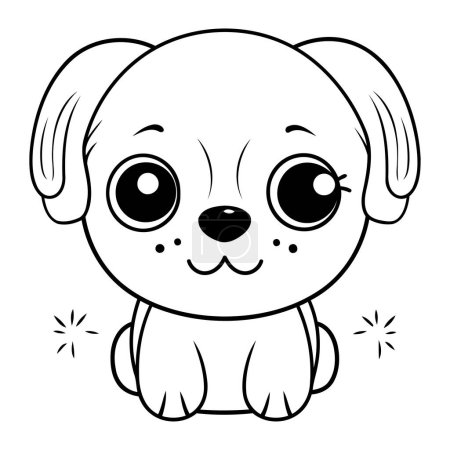 Téléchargez les illustrations : Mignon petit chien style kawaii dessin animé vectoriel illustration conception graphique - en licence libre de droit