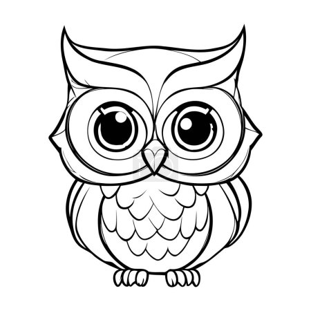 Photo for Owl. Black and white vector illustration isolated on white background. - Royalty Free Image