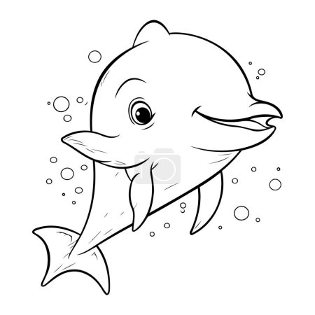 Illustration for Coloring book for children. Dolphin with bubbles. Vector illustration. - Royalty Free Image