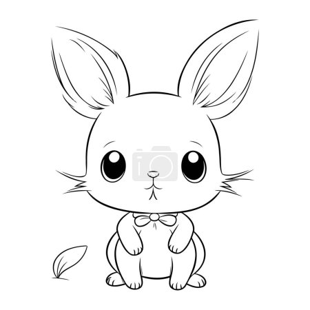 Ilustración de Lindo conejo animal dibujos animados vector ilustración diseño gráfico en blanco y negro - Imagen libre de derechos