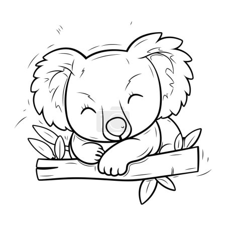 Illustration for Coloring book for children. koala on a branch with leaves - Royalty Free Image