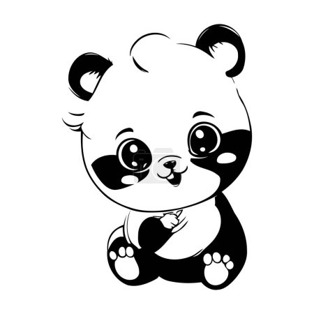 Ilustración de Lindo oso panda icono de dibujos animados sobre fondo blanco. ilustración vectorial - Imagen libre de derechos
