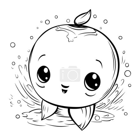 Illustration for Coloring book for children. apple. Cute cartoon apple. - Royalty Free Image