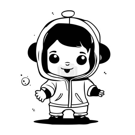 Illustration for Cute little girl wearing astronaut costume. Vector illustration in cartoon style. - Royalty Free Image