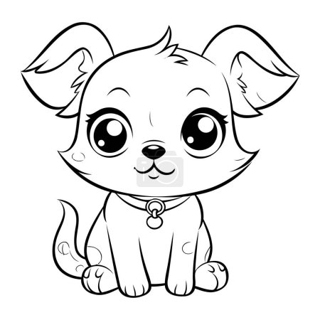 Illustration for Cute cartoon dog. Vector illustration for coloring book or page. - Royalty Free Image