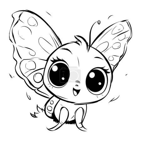 Illustration for Cute Butterfly Cartoon Mascot Character. Vector Illustration. - Royalty Free Image