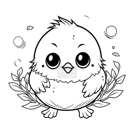 Illustration for Cute little chick with floral wreath and bubbles vector illustration design - Royalty Free Image