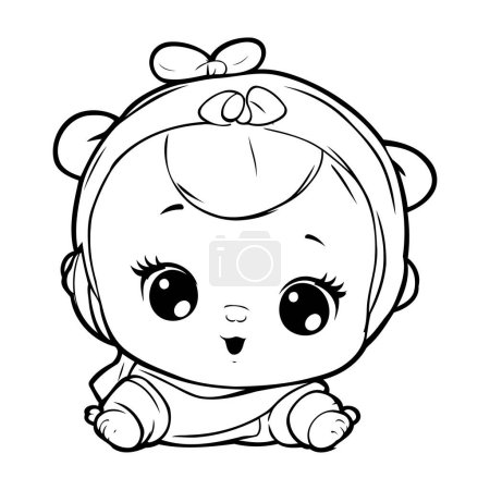Illustration for Cute baby girl. Vector illustration. Coloring book for children. - Royalty Free Image