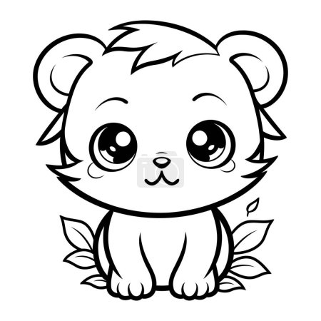 Photo for Black and White Cartoon Illustration of Cute Little Bear Animal Character for Coloring Book - Royalty Free Image