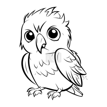 Illustration for Owl   black and white vector illustration for coloring book or page - Royalty Free Image