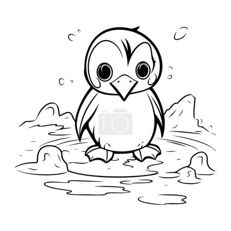 Illustration for Black and White Cartoon Illustration of Cute Penguin Animal Character for Coloring Book - Royalty Free Image