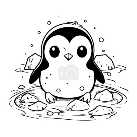 Ilustración de Pingüino en el agua. Ilustración vectorial de un pingüino de dibujos animados. - Imagen libre de derechos