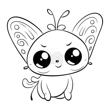 Illustration for Cute butterfly. Black and white vector illustration for coloring book. - Royalty Free Image