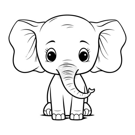 Téléchargez les illustrations : Caricature mignonne éléphant Coloriage livre pour enfants. Illustration vectorielle - en licence libre de droit