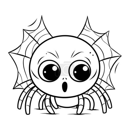 Photo for Cute cartoon spider. Black and white vector illustration for coloring book. - Royalty Free Image
