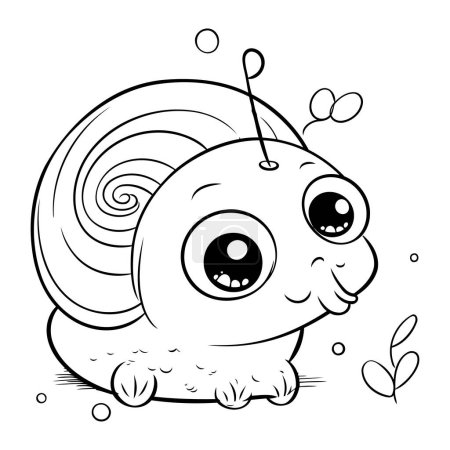 Illustration for Black and White Cartoon Illustration of Funny Snail Animal Character Coloring Book - Royalty Free Image