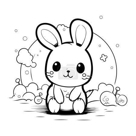 Illustration for Cute Cartoon Bunny Vector Illustration for Coloring Book or Page - Royalty Free Image