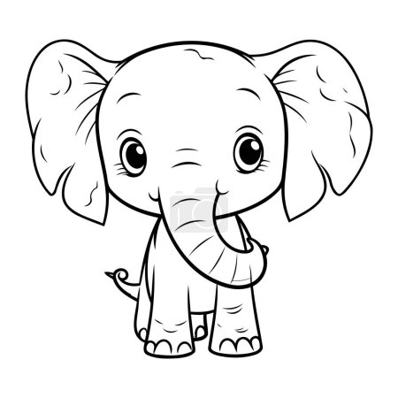 Téléchargez les illustrations : Éléphant mignon Livre à colorier pour enfants. Illustration vectorielle. - en licence libre de droit